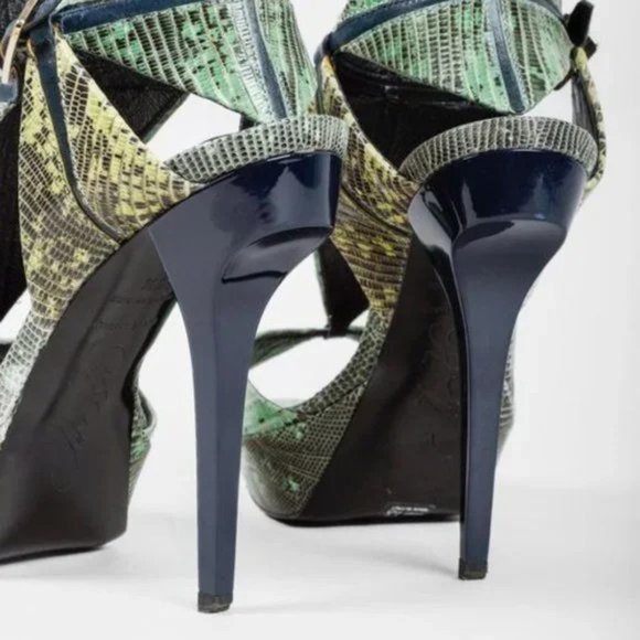 Roger Vivier Green Snake Cut Out Platform Heels - Picture 8 of 10
